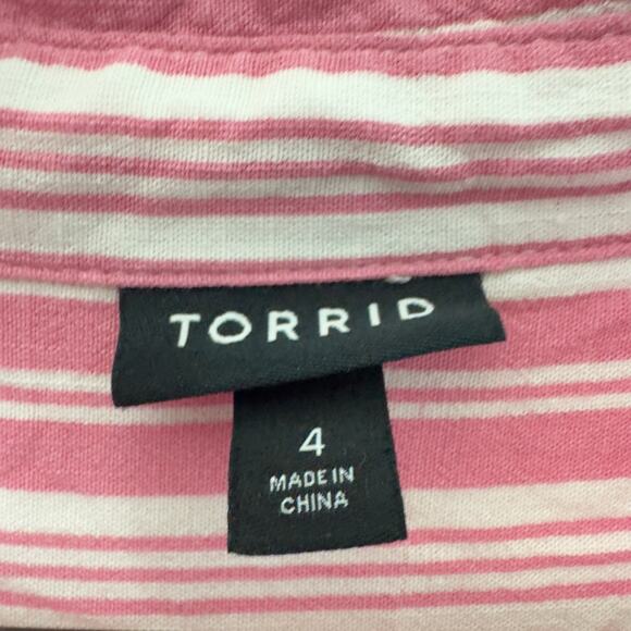 Torrid Striped Rayon Slub Drop Shoulder Button Up Top Shirt Womens Size 4X - Picture 6 of 7